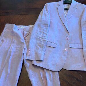 Bar III Men's Pink Slim-Fit Textured Linen Suit